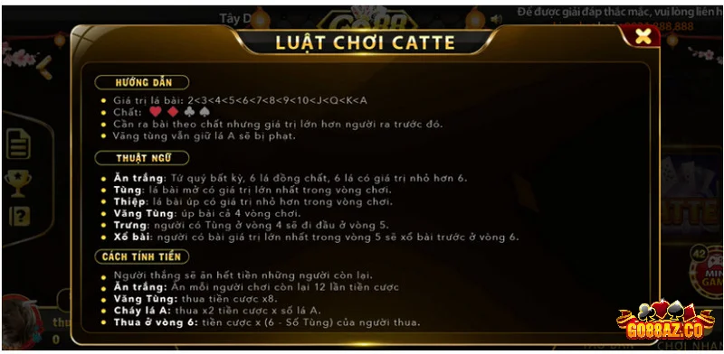 Giá trị của các lá bài Catte của Go88